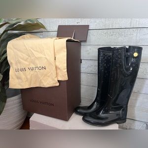 Louis Vuitton Tall Monogram Rubber Boots - Size 38